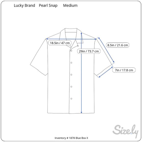 Lucky Brand Western Button Down Pearl Snap Short Sleeve Medium Blue White Plaid - Picture 7 of 7